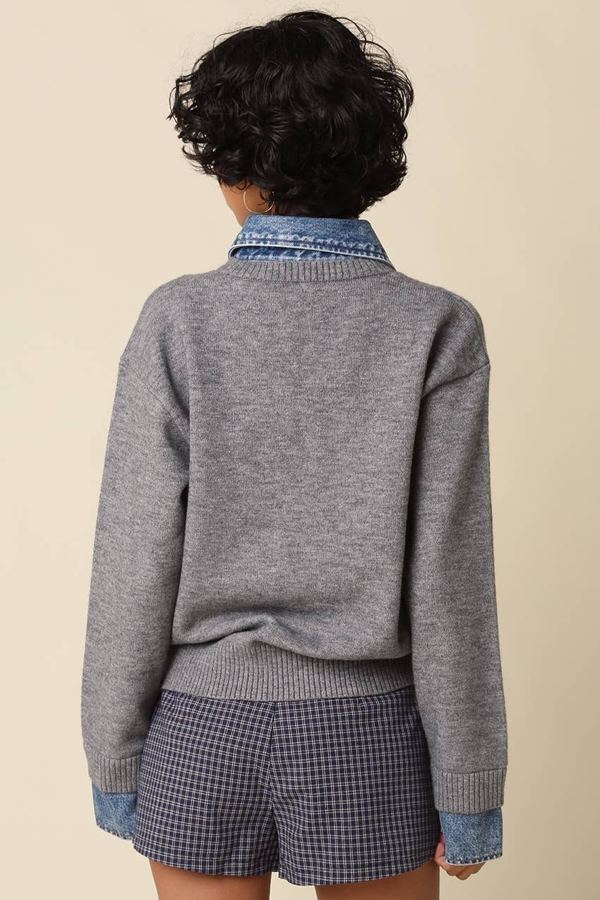 Emely Contrast Knit Sweater