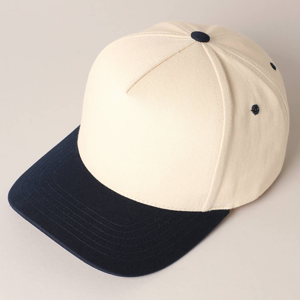 Plain Two Tone Canvas Cotton Baseball Cap