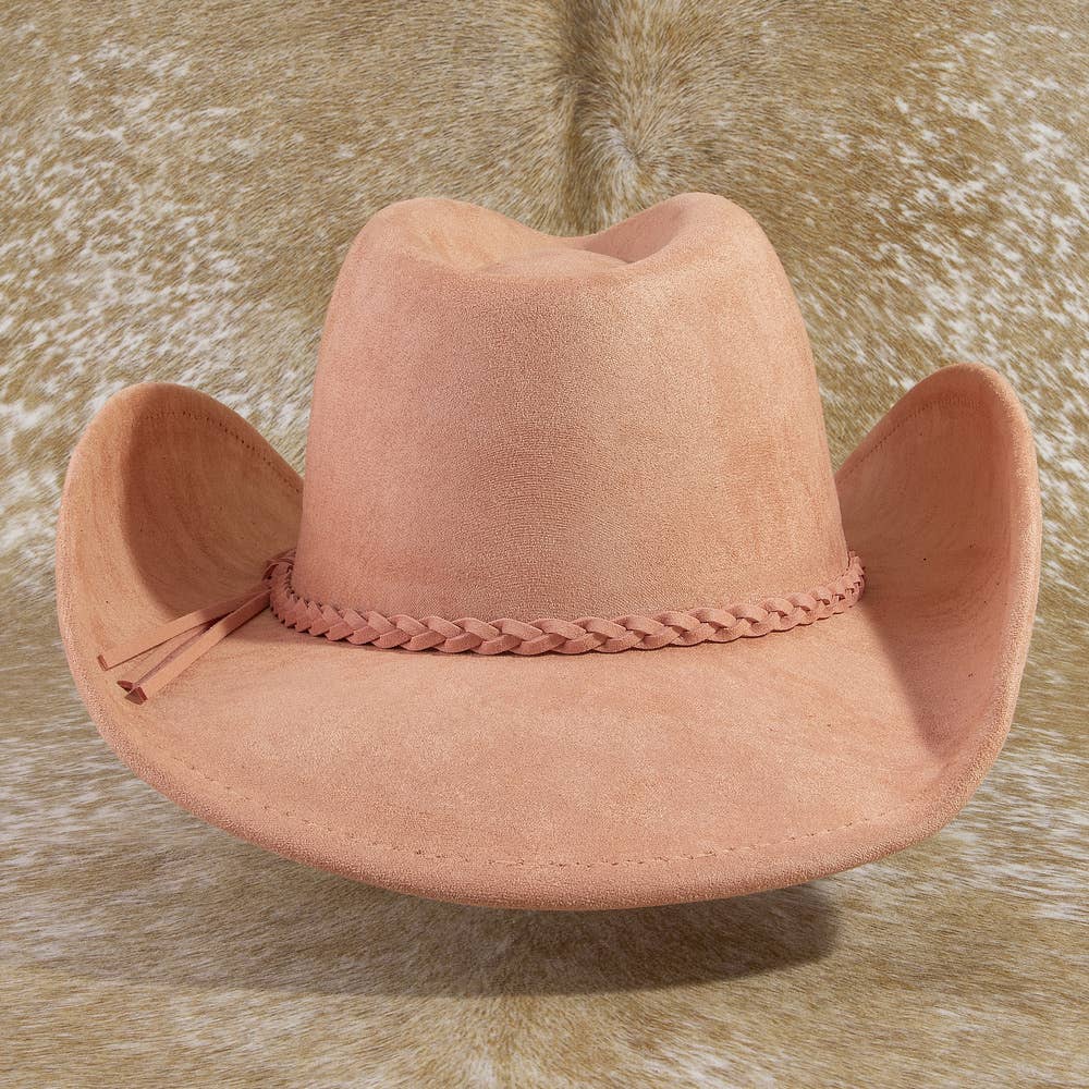 Vegan Suede Cowboy Hat With Braided Band