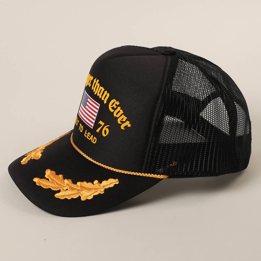 Stronger than Ever US Flag Print Mesh Trucker Hat