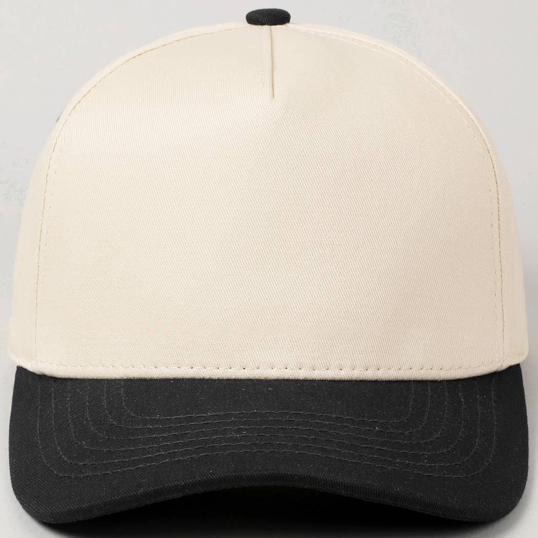 Plain Two Tone Canvas Cotton Baseball Cap