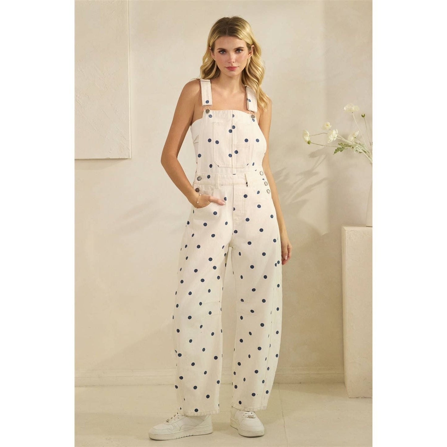 Relaxed Chic Polka Dot Overalls