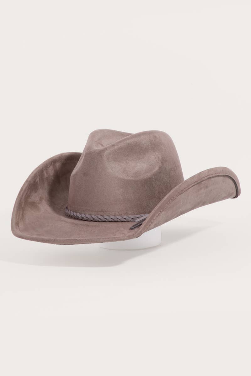 Vegan Suede Cowboy Hat With Braided Band