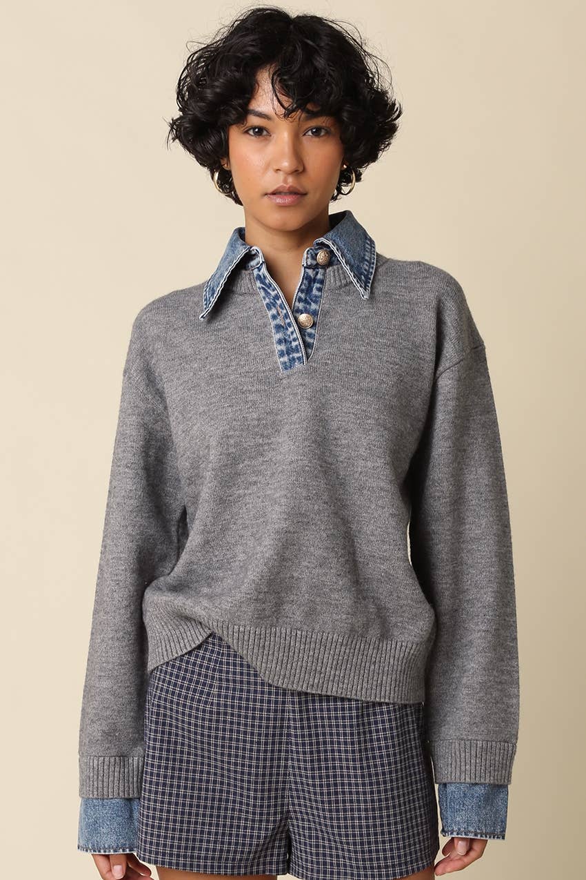 Emely Contrast Knit Sweater