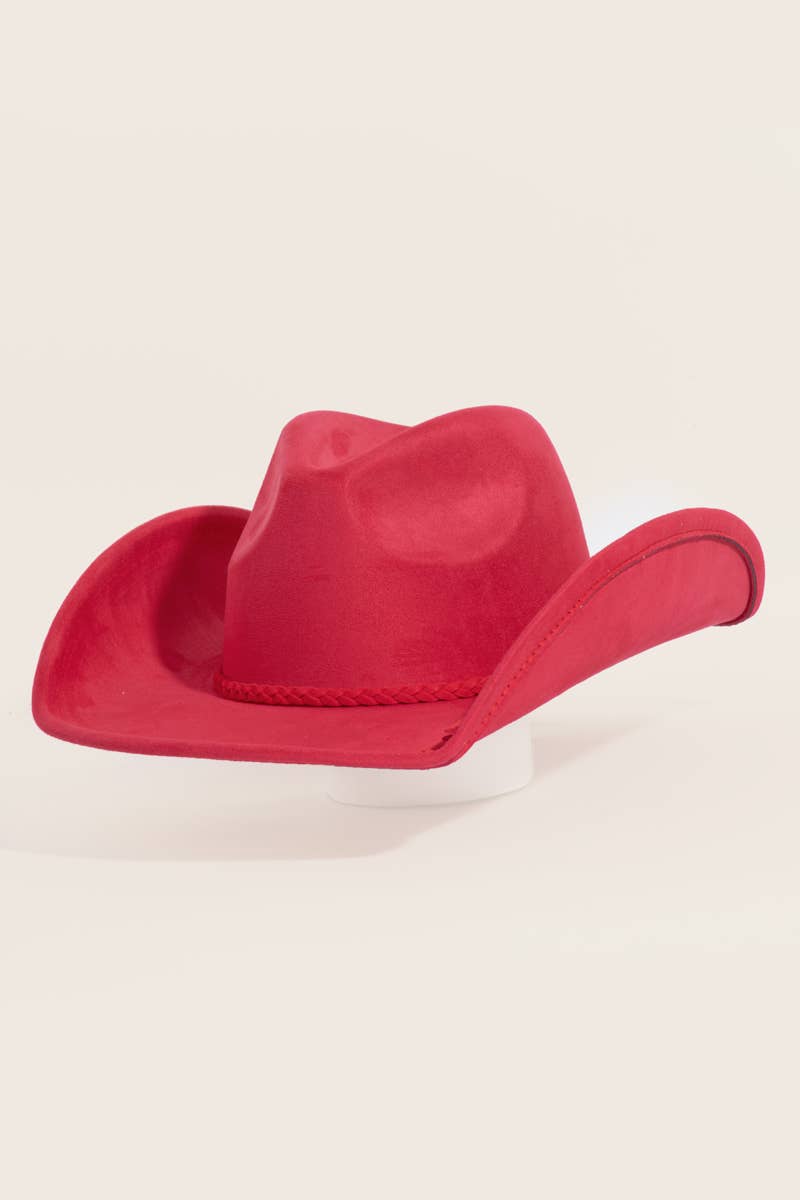 Vegan Suede Cowboy Hat With Braided Band