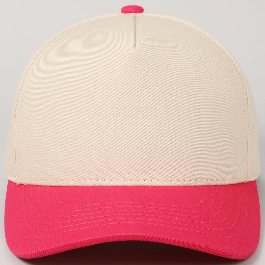 Plain Two Tone Canvas Cotton Baseball Cap