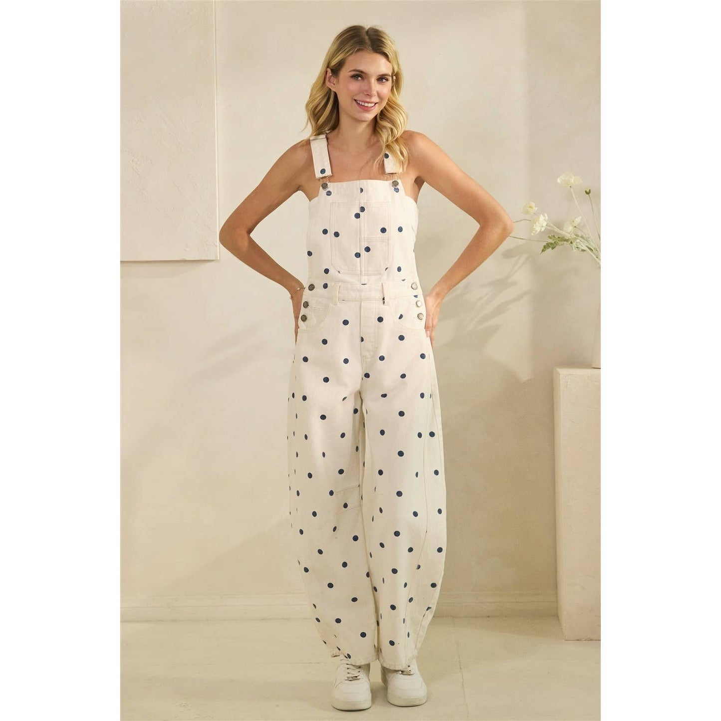 Relaxed Chic Polka Dot Overalls