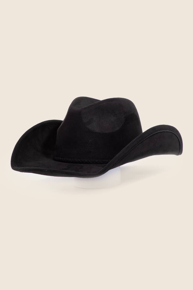 Vegan Suede Cowboy Hat With Braided Band