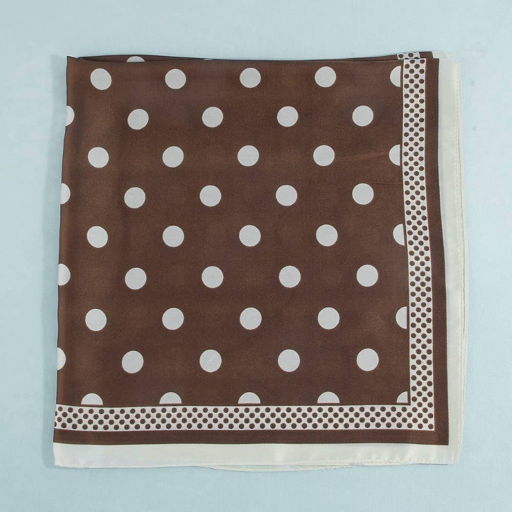 Polka Dot With Dotted Border Print Satin Square Scarf