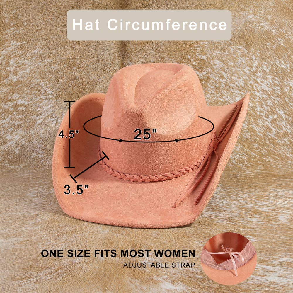 Vegan Suede Cowboy Hat With Braided Band