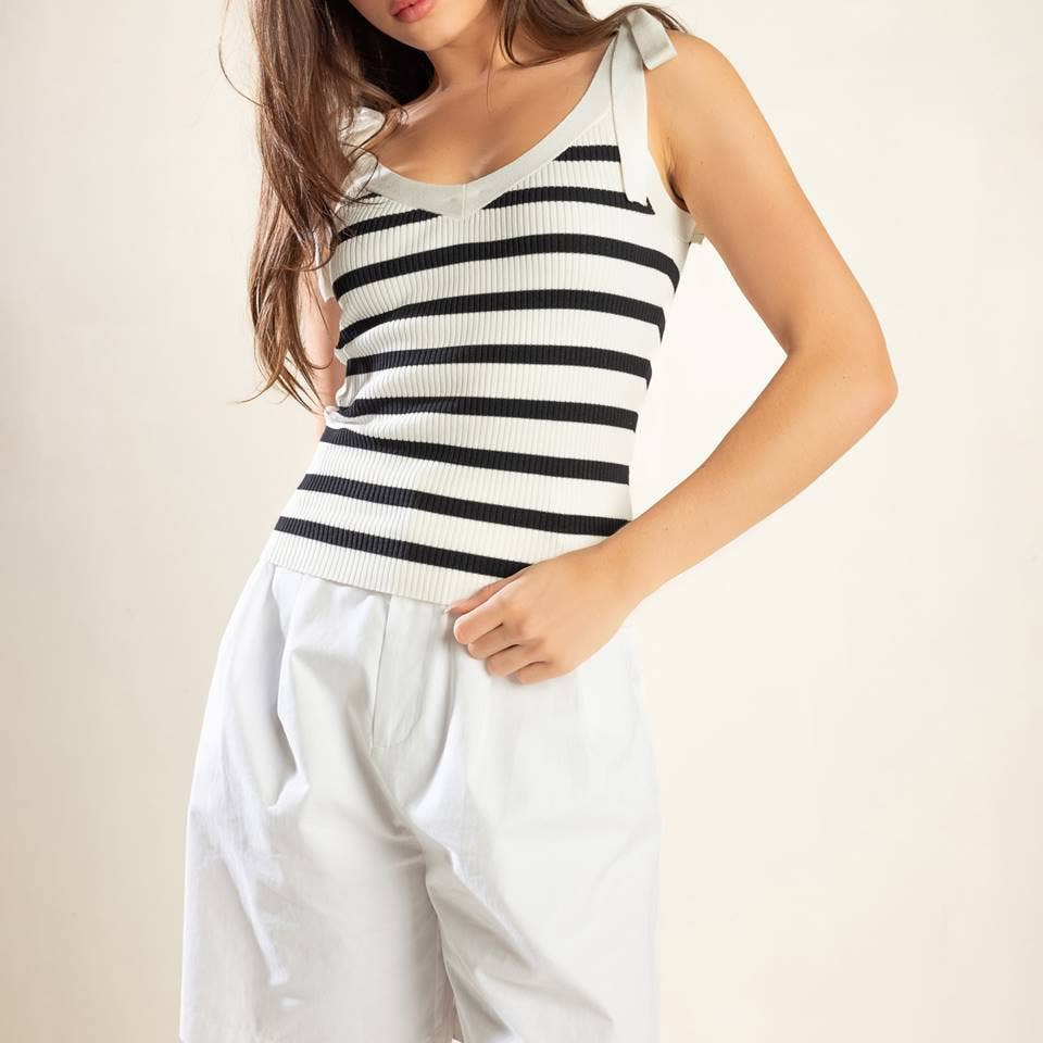 A ribbed sweater knit tank top