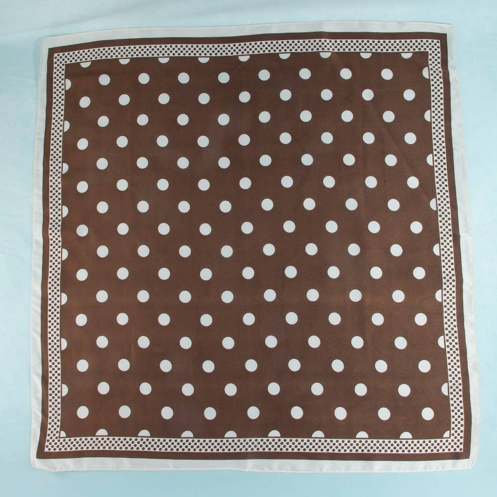 Polka Dot With Dotted Border Print Satin Square Scarf