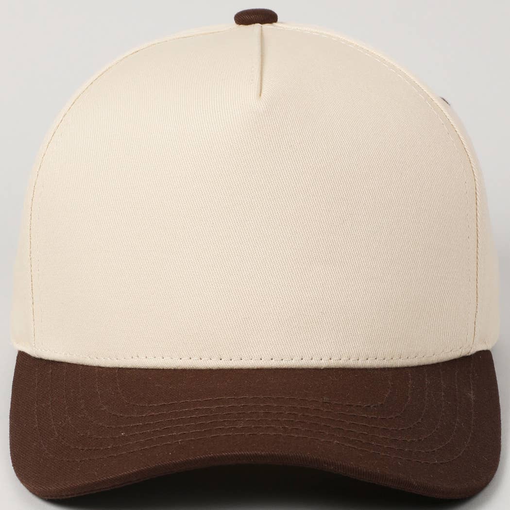 Plain Two Tone Canvas Cotton Baseball Cap