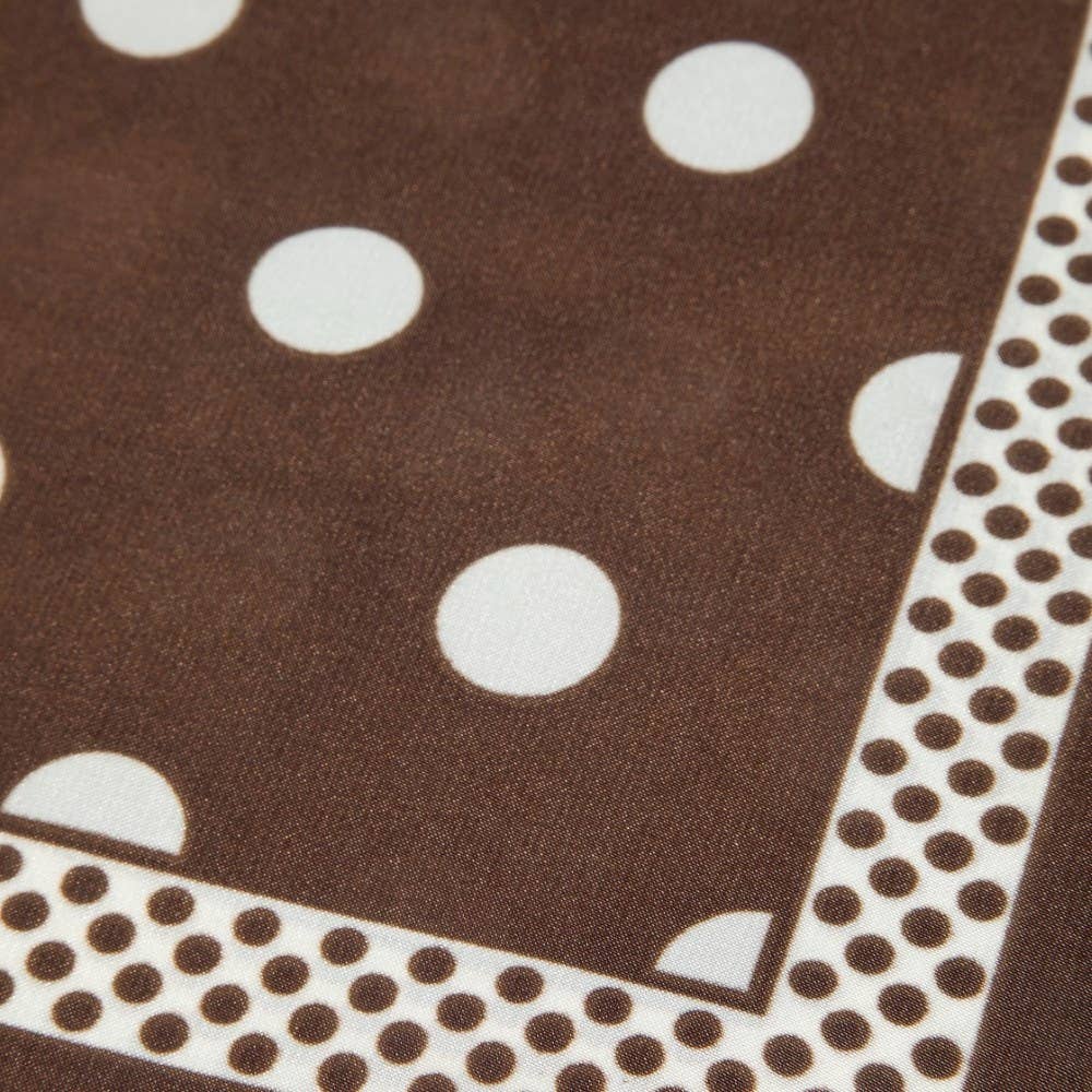 Polka Dot With Dotted Border Print Satin Square Scarf