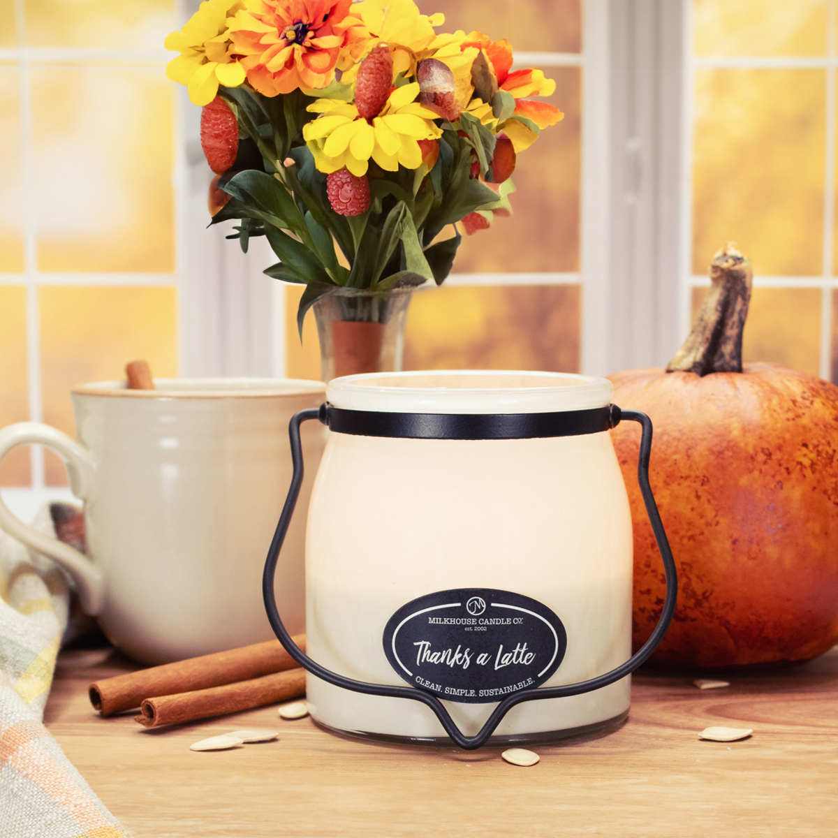 16 oz Butter Jar Candle: Thanks a Latte