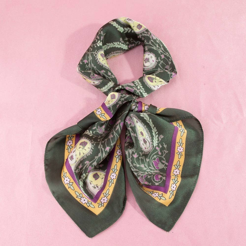 Paisley Floral Print Satin Square Scarf
