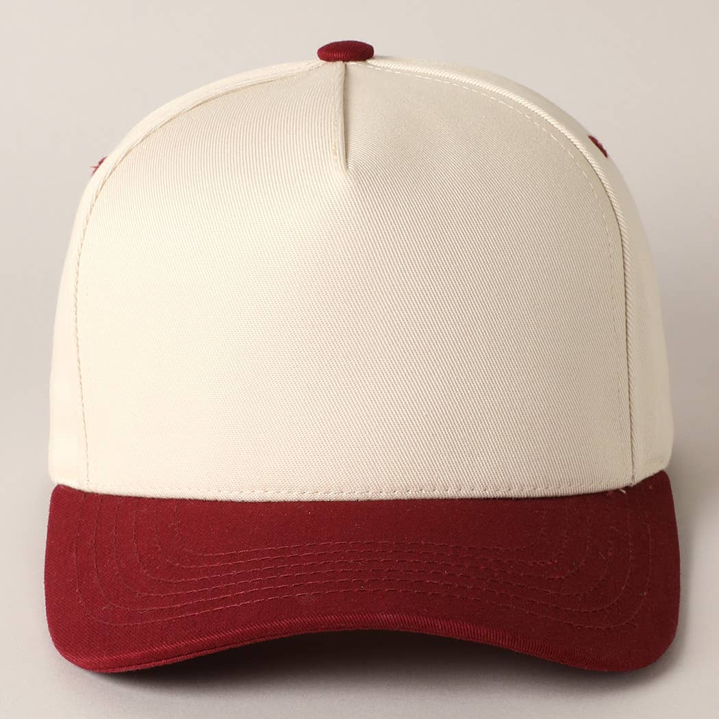 Plain Two Tone Canvas Cotton Baseball Cap