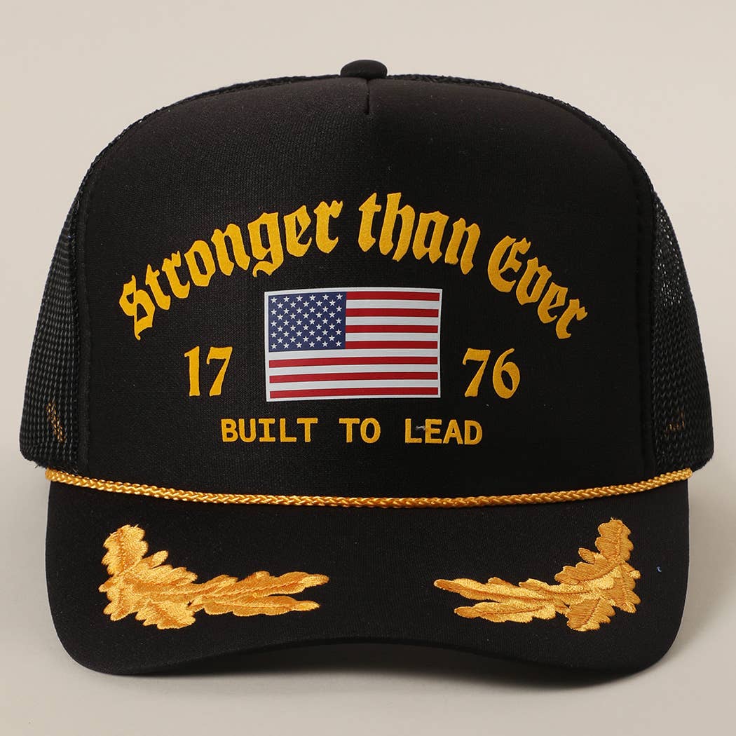 Stronger than Ever US Flag Print Mesh Trucker Hat