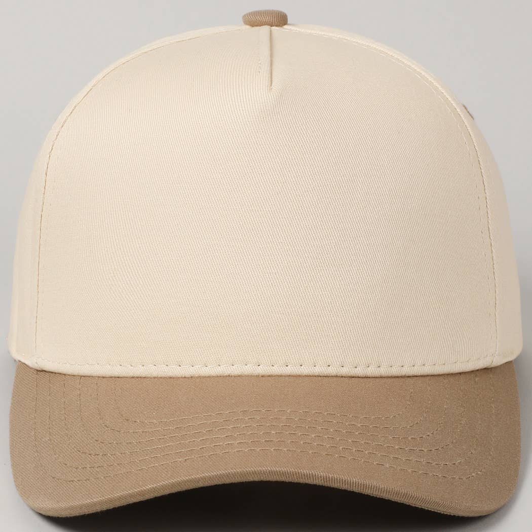 Plain Two Tone Canvas Cotton Baseball Cap