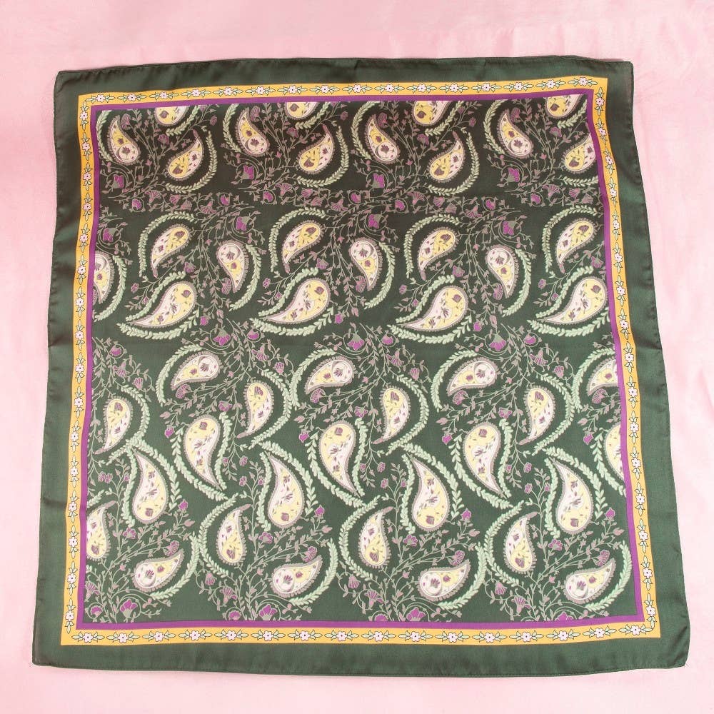 Paisley Floral Print Satin Square Scarf