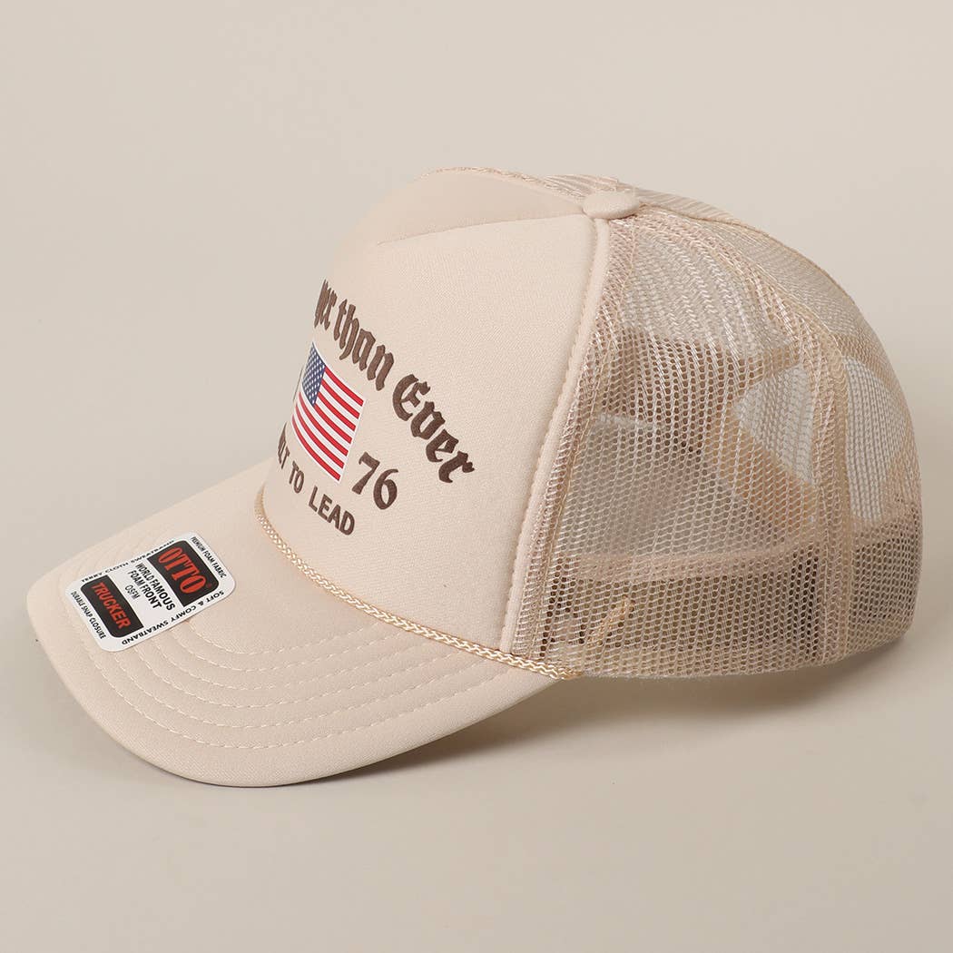 Stronger than Ever US Flag Print Mesh Trucker Hat