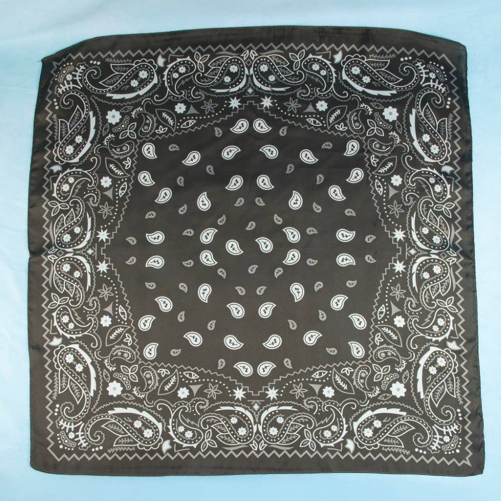 Bandana Paisley Print Satin Square Scarf