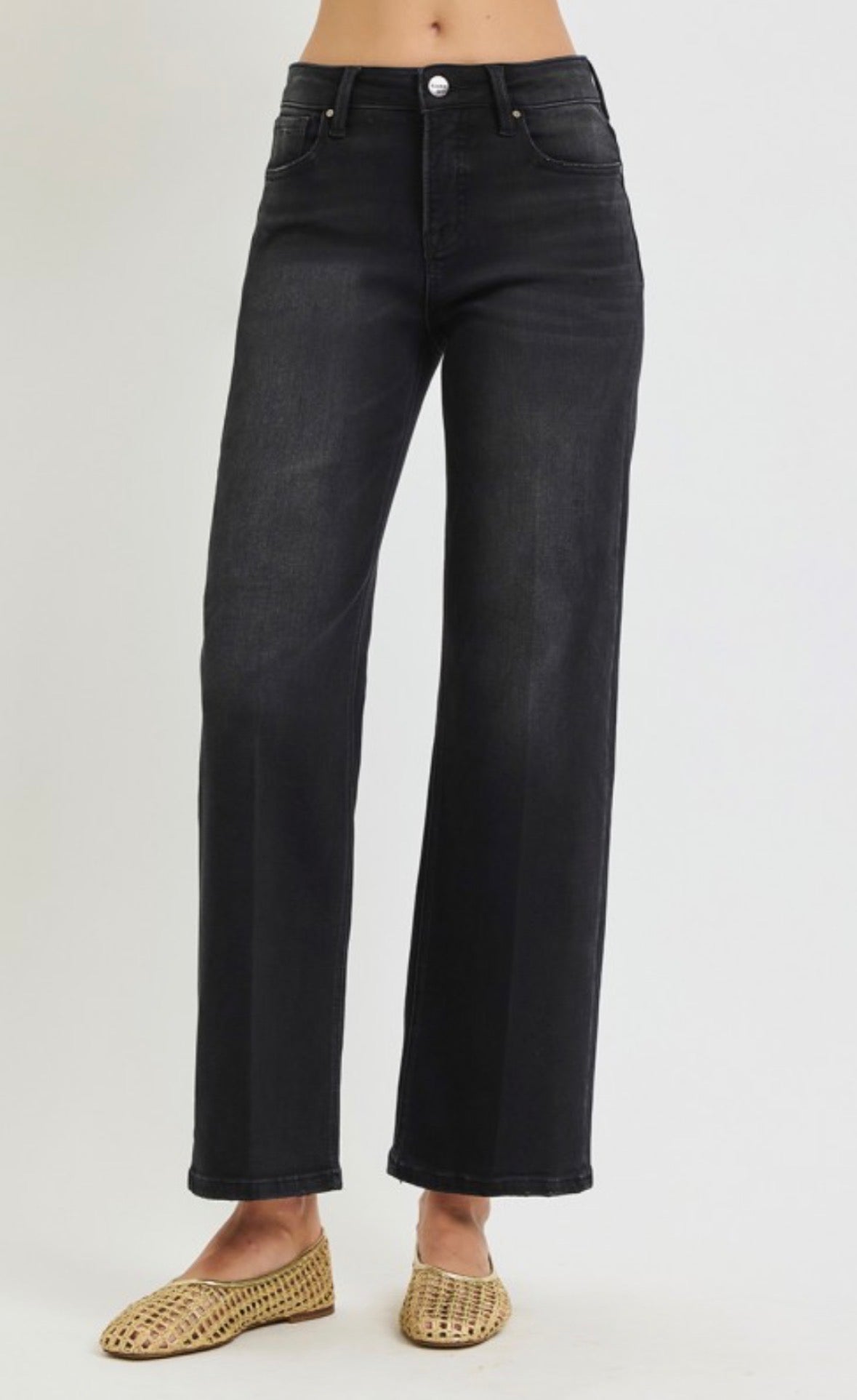 Risen-Tummy Control Ankle Straight with Crease Jeans