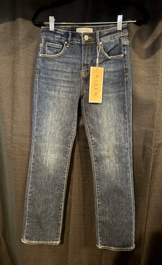 RISEN Mid Rise Ankle Straight Slim Jeans