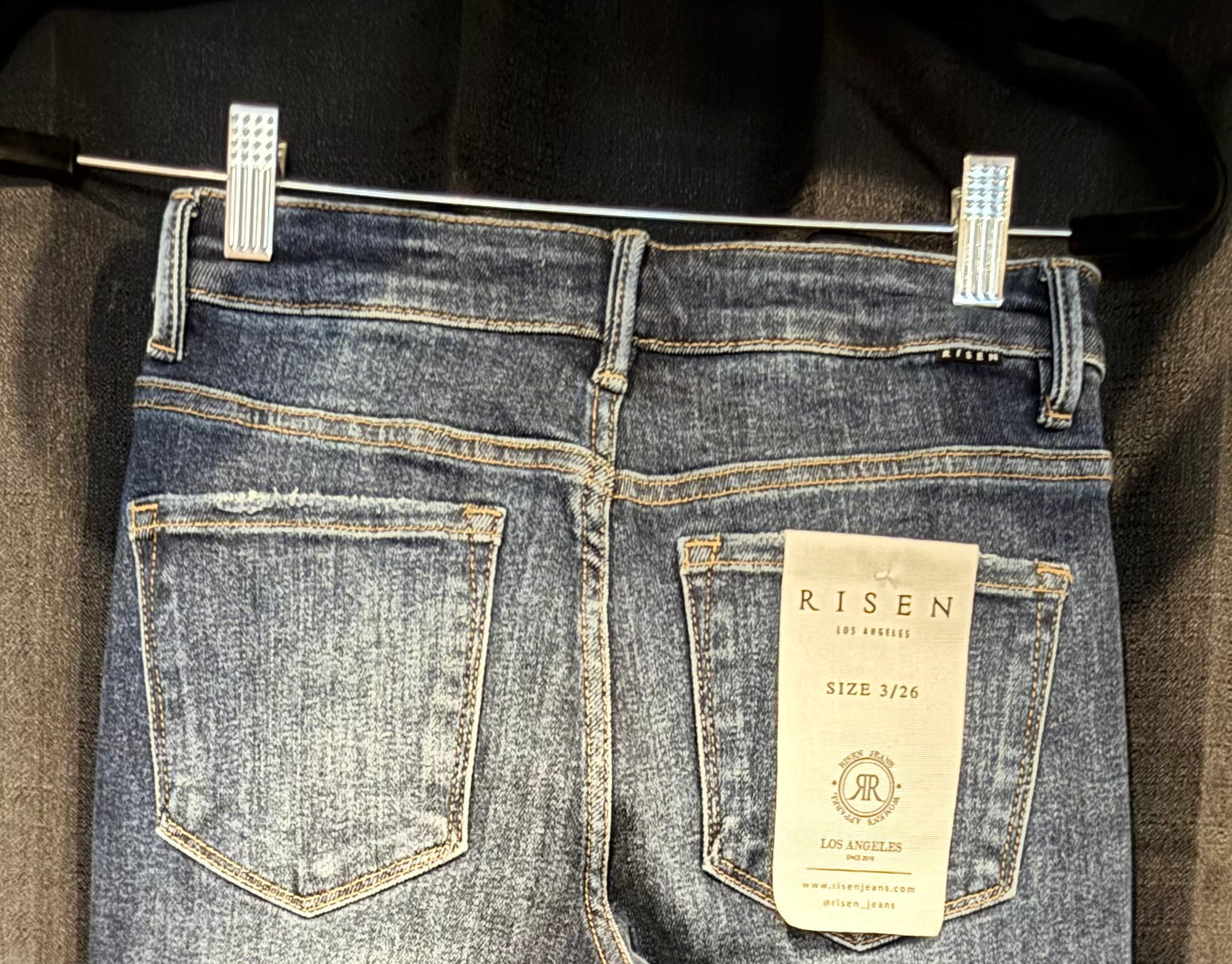 RISEN Mid Rise Ankle Straight Slim Jeans