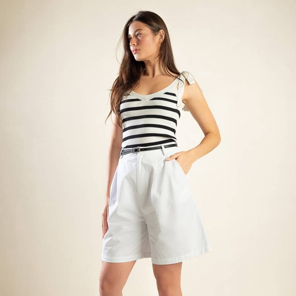A ribbed sweater knit tank top