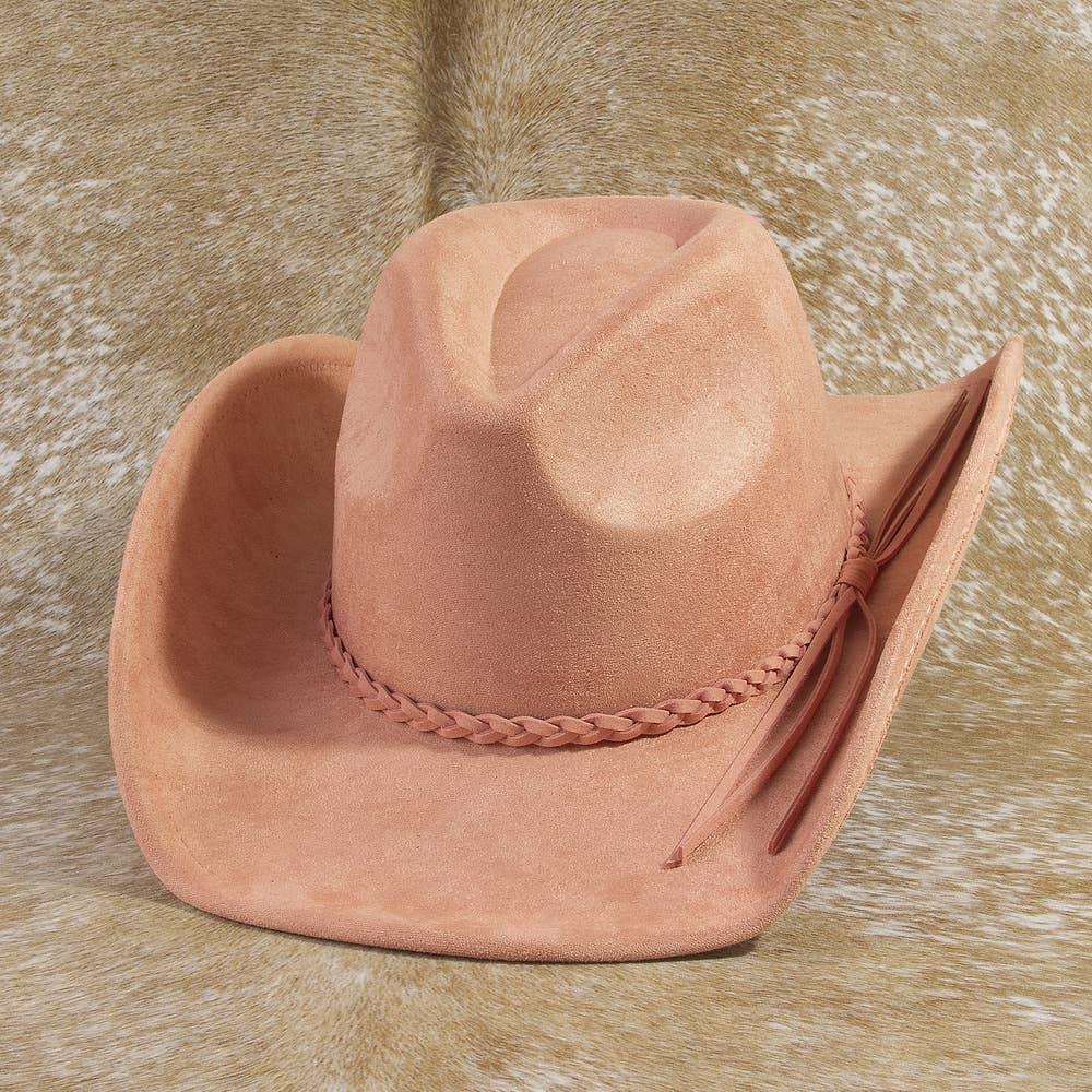 Vegan Suede Cowboy Hat With Braided Band