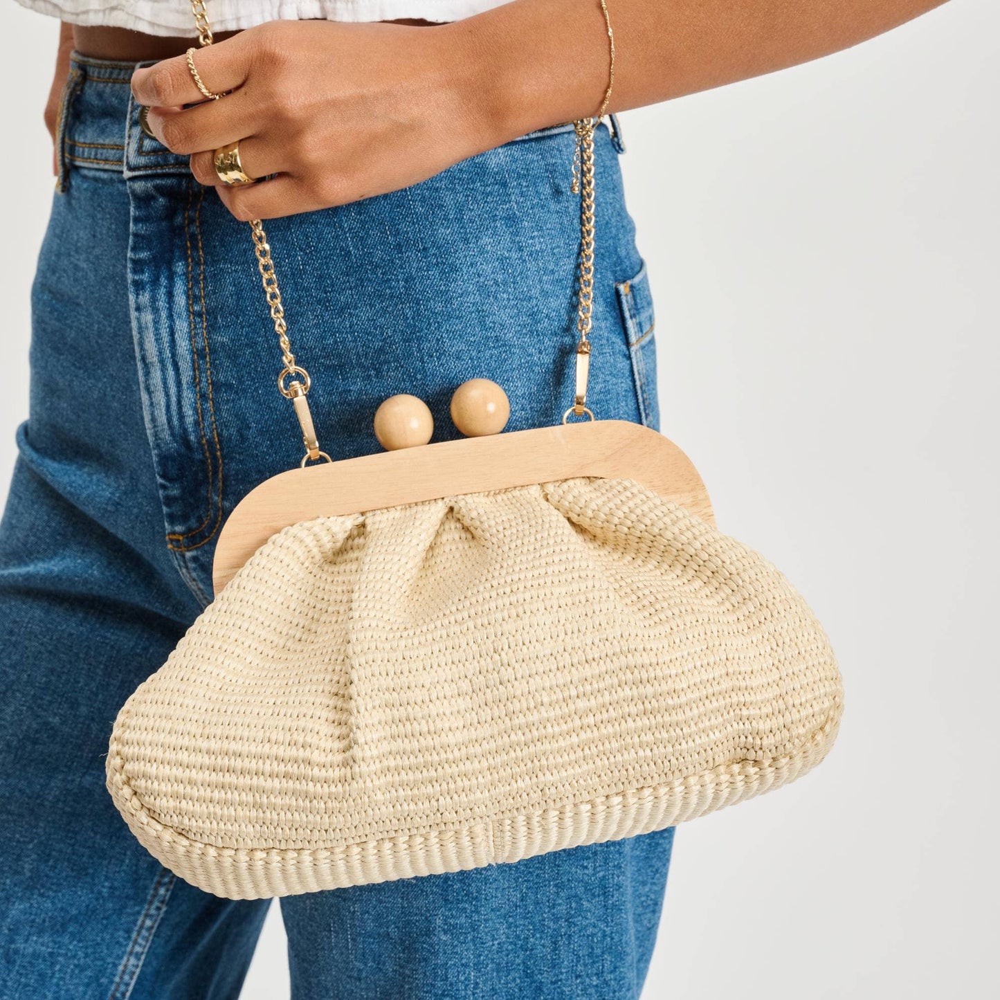Vogueista Wooden Frame Clutch