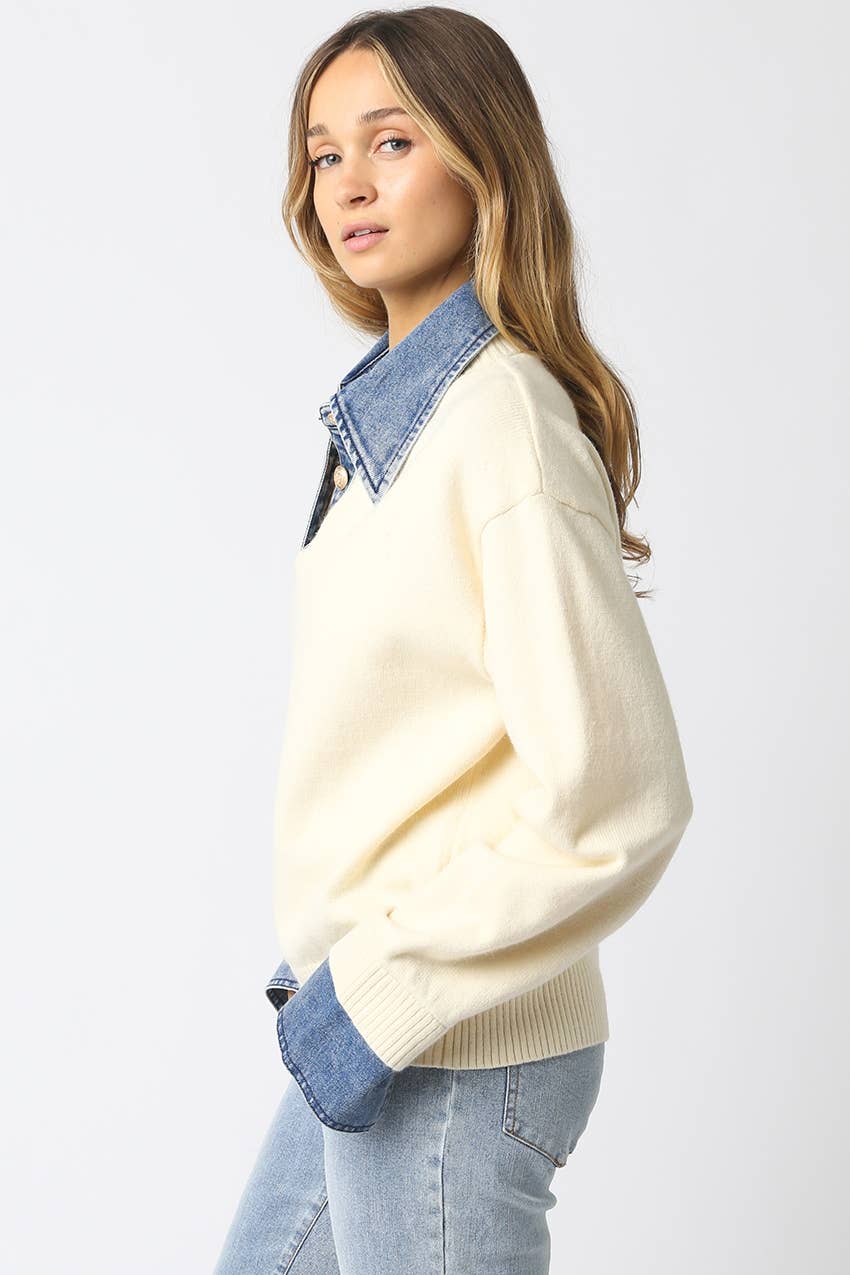 Emely Contrast Knit Sweater