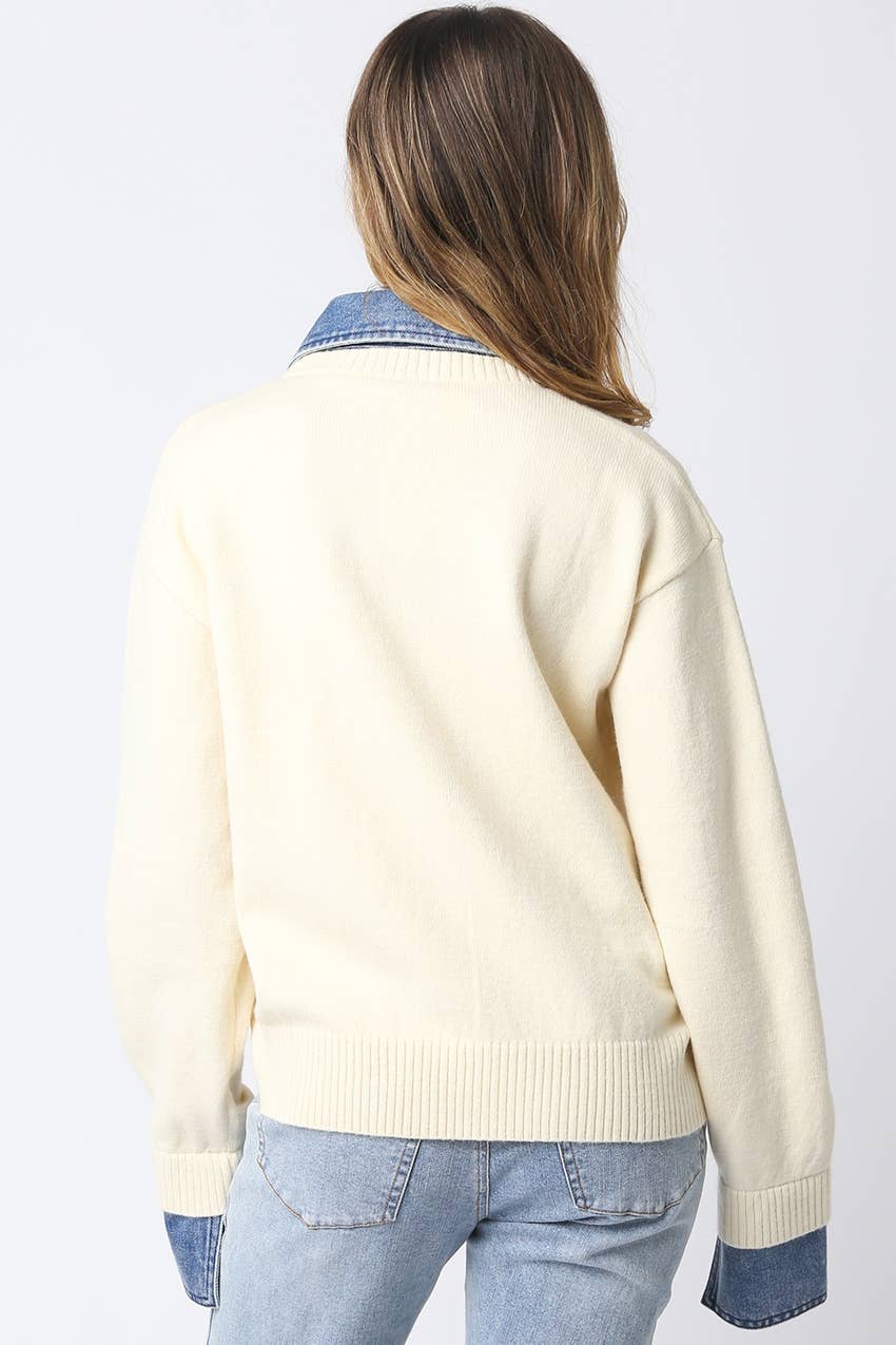 Emely Contrast Knit Sweater