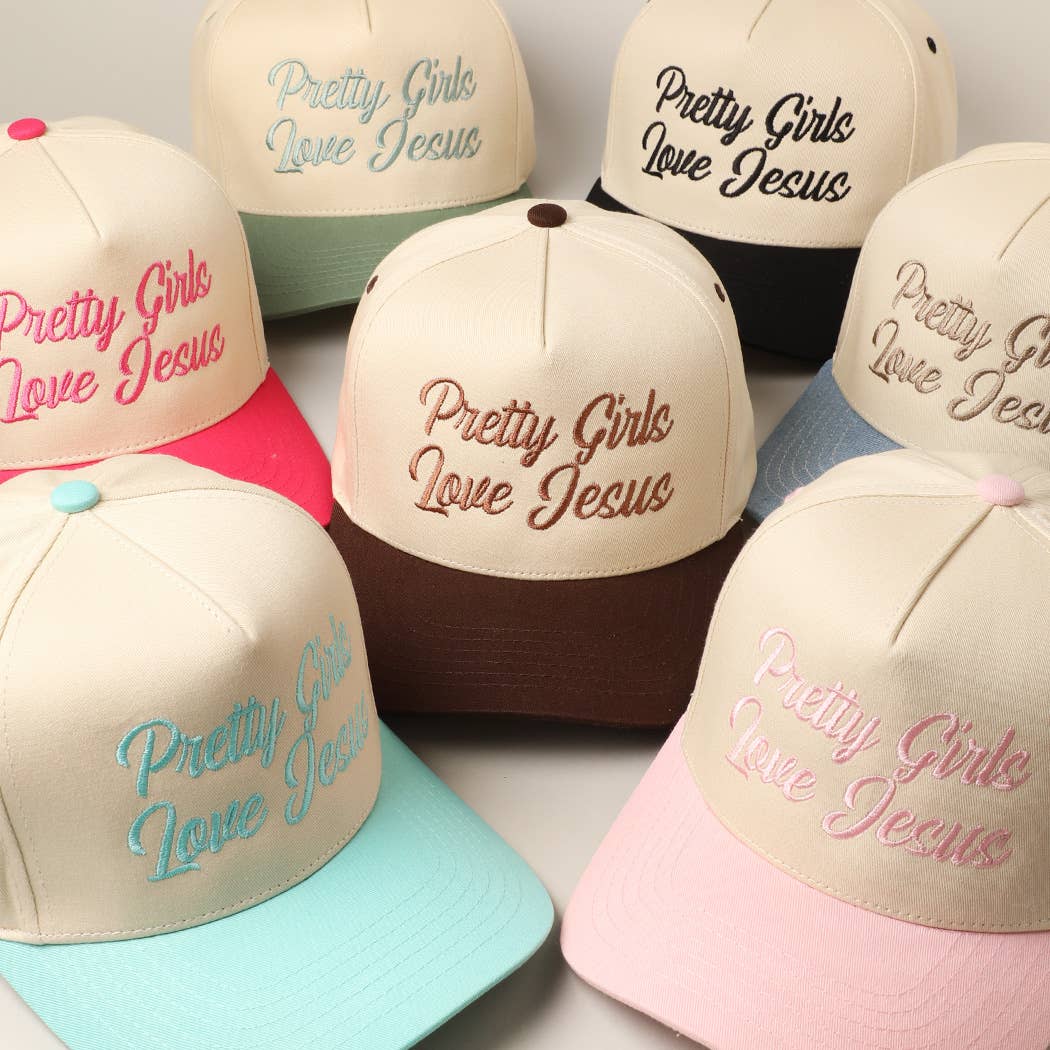 Pretty Girls Love Jesus Embroidery Trucker Hat