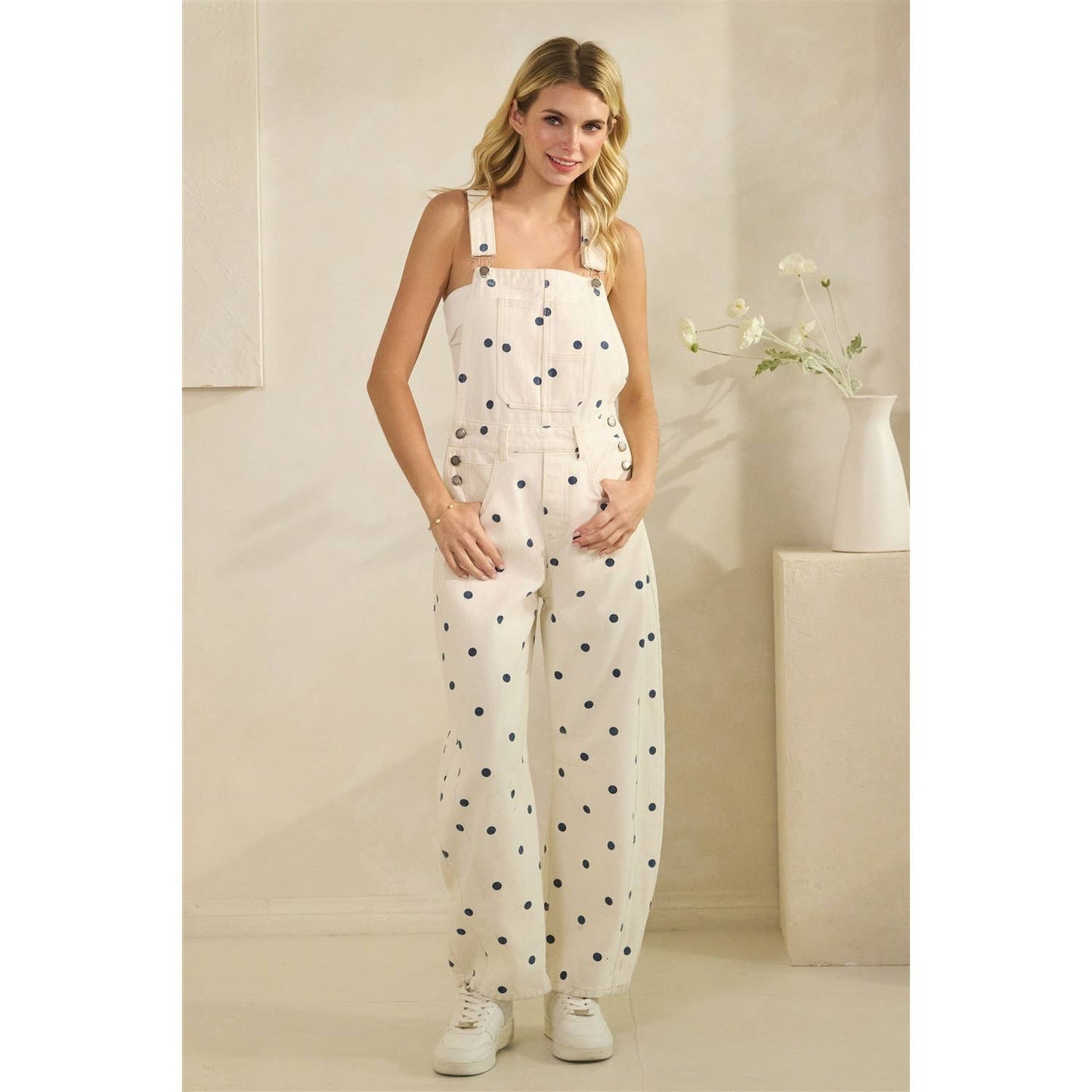 Relaxed Chic Polka Dot Overalls
