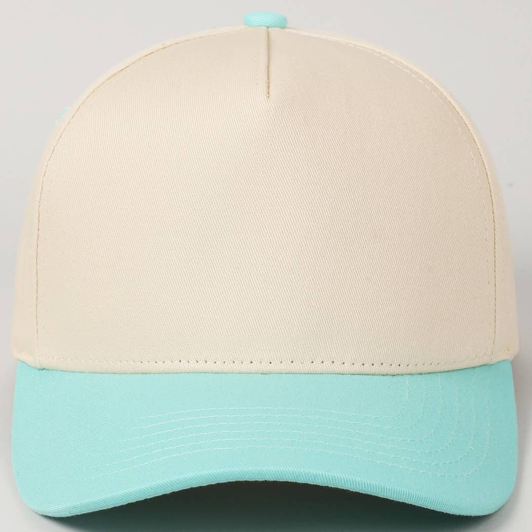 Plain Two Tone Canvas Cotton Baseball Cap