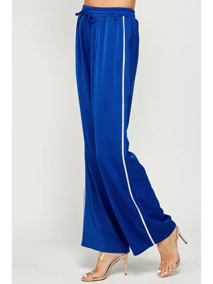 Satin Rhinestone Pants