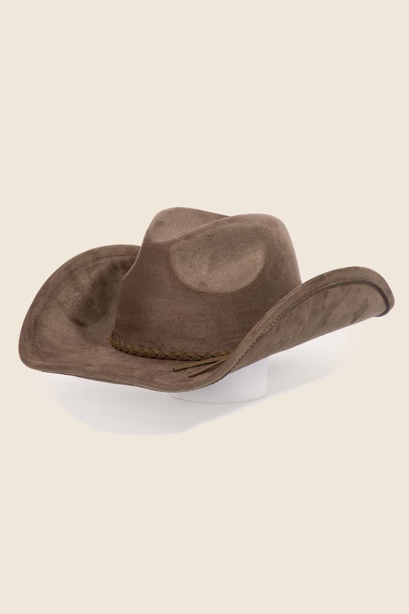 Vegan Suede Cowboy Hat With Braided Band