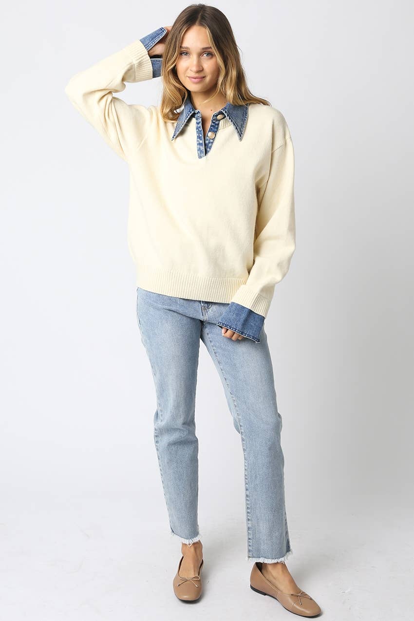 Emely Contrast Knit Sweater