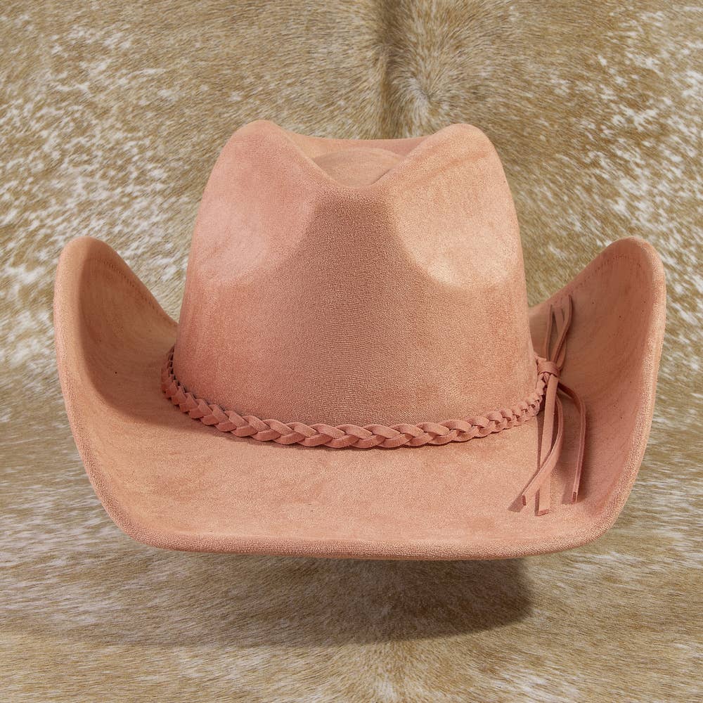Vegan Suede Cowboy Hat With Braided Band