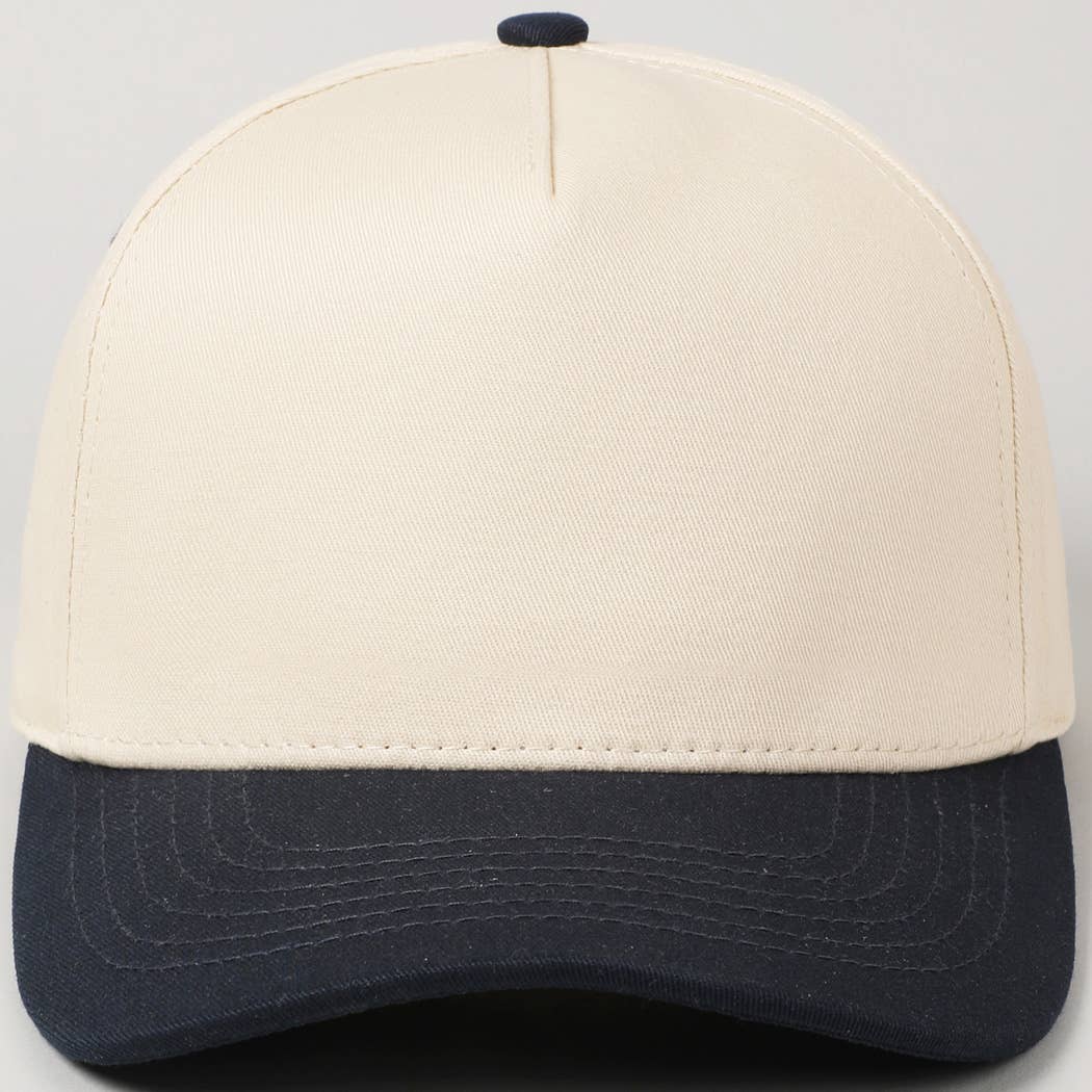 Plain Two Tone Canvas Cotton Baseball Cap
