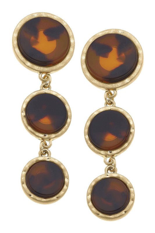 Bethany Disc Tortoise Linked Earrings in Word Gold