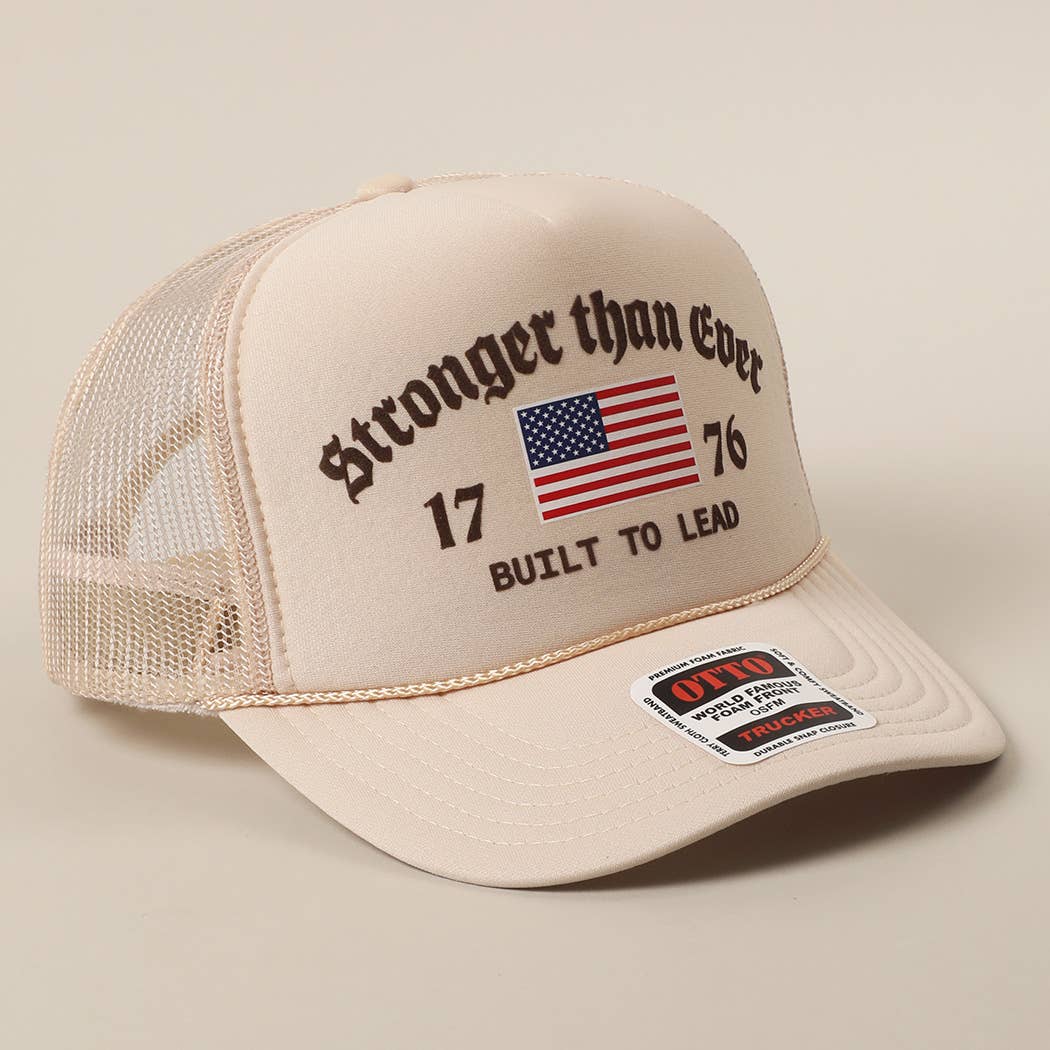 Stronger than Ever US Flag Print Mesh Trucker Hat