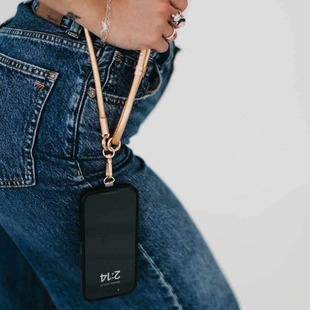 Metallic Phone Holder Crossbody Strap