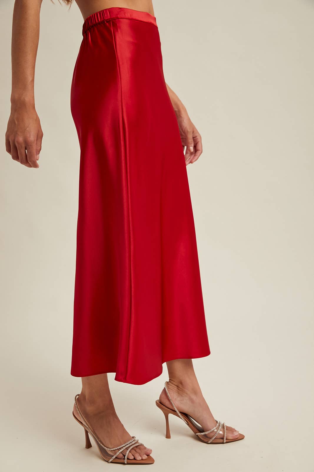BASIC SATIN MIDI SKIRT / WL25-10095