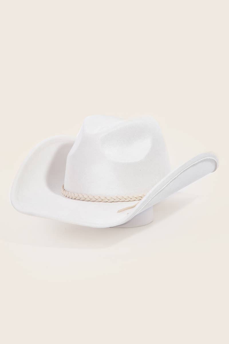 Vegan Suede Cowboy Hat With Braided Band