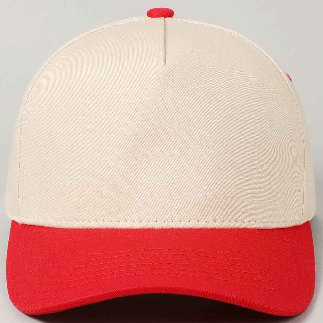 Plain Two Tone Canvas Cotton Baseball Cap