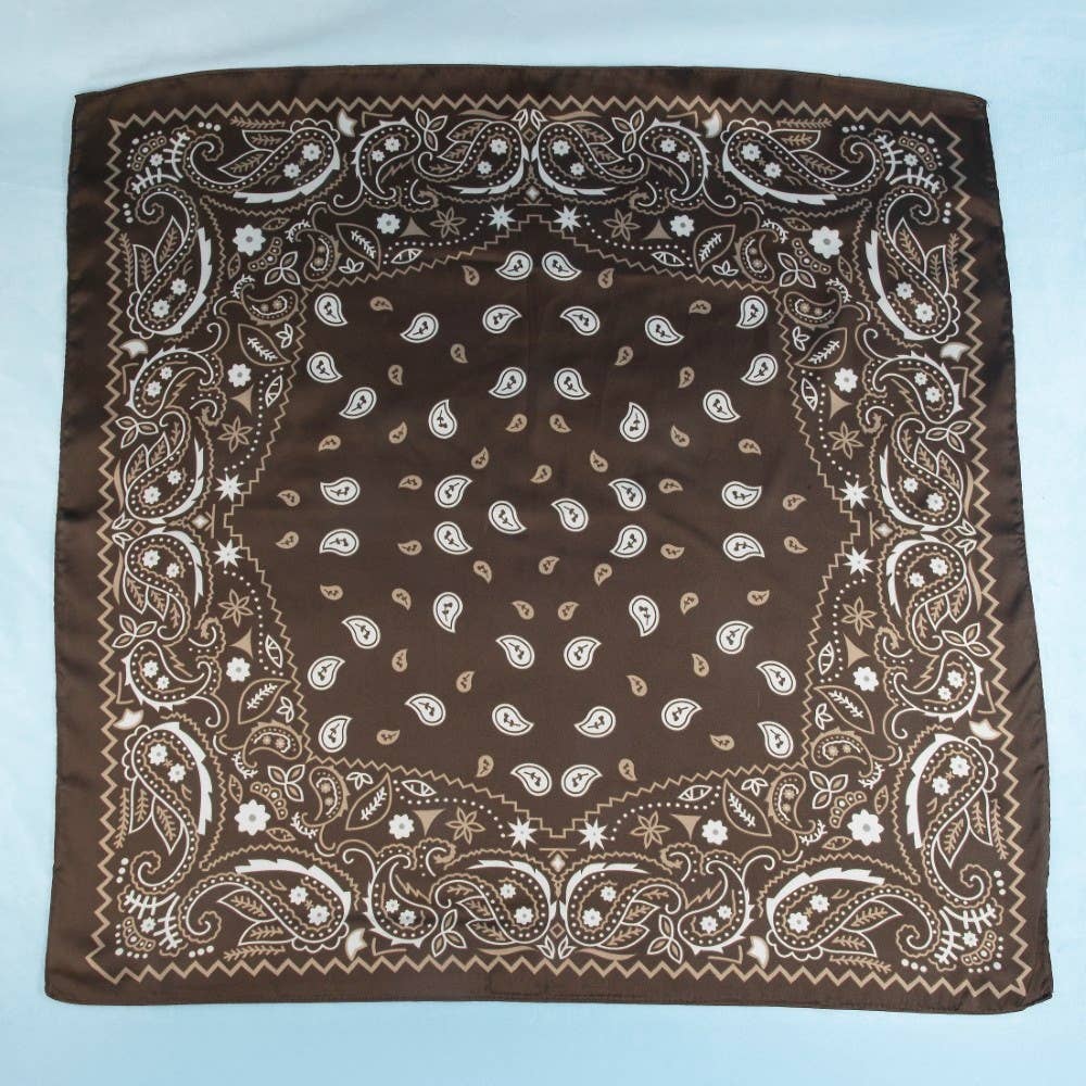 Bandana Paisley Print Satin Square Scarf
