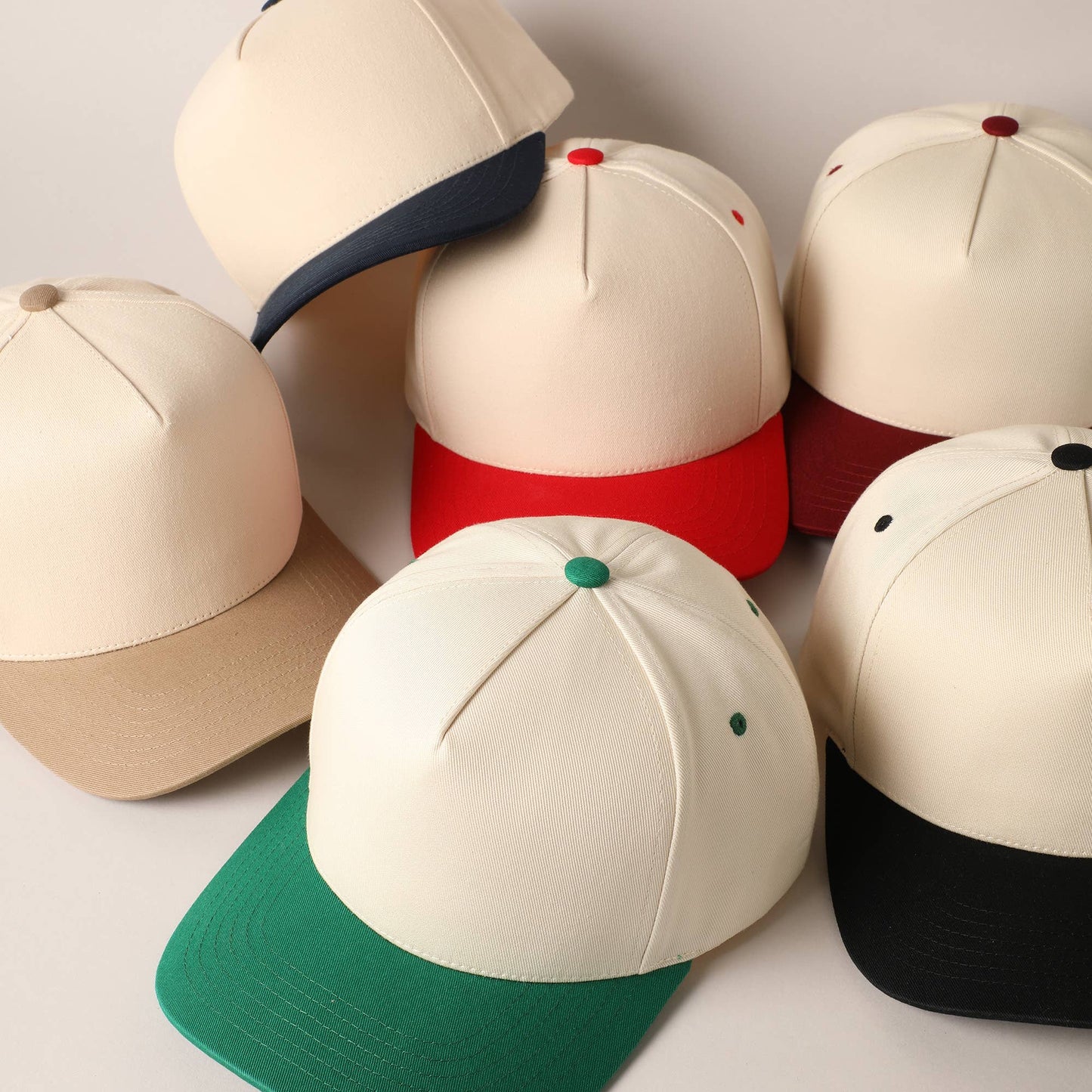 Plain Two Tone Canvas Cotton Baseball Cap